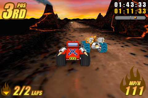 Screenshot: Burning Tires (iPhone)